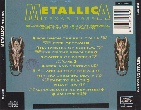 descargar álbum Metallica - Texas 1989