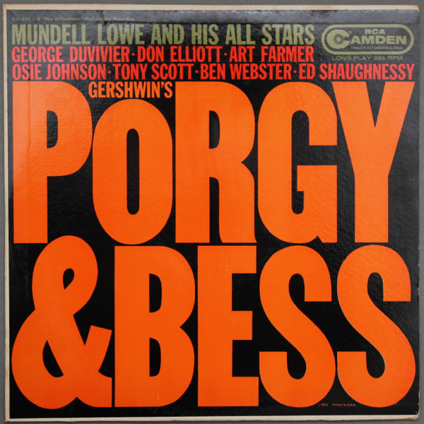 Mundell Lowe And His All Stars – Porgy & Bess (1972, Vinyl) - Discogs