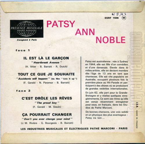 Album herunterladen Patsy Ann Noble - Il Est Là Le Garçon