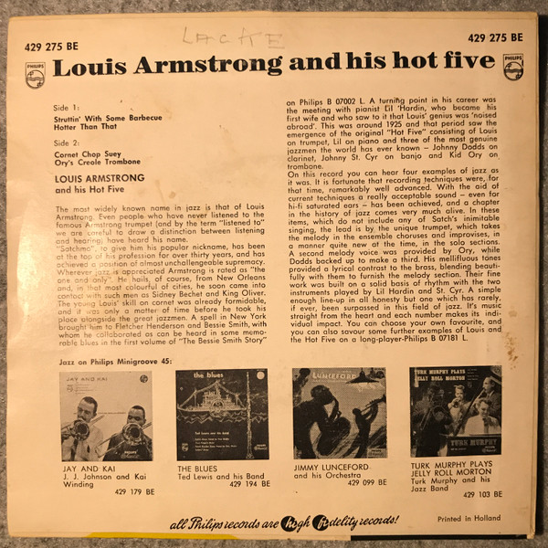 descargar álbum Louis Armstrong & His Hot Five - Louis Armstrong And His Hot Five