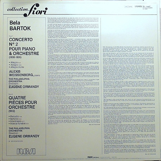 Album herunterladen Béla Bartók Eugene Ormandy, Alexis Weissenberg, The Philadelphia Orchestra - Concerto No 2