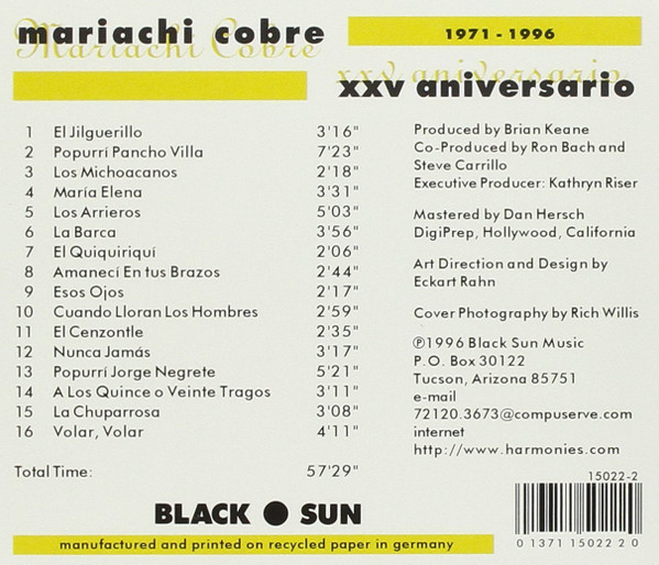 télécharger l'album Mariachi Cobre - XXV Aniversario 1971 1996