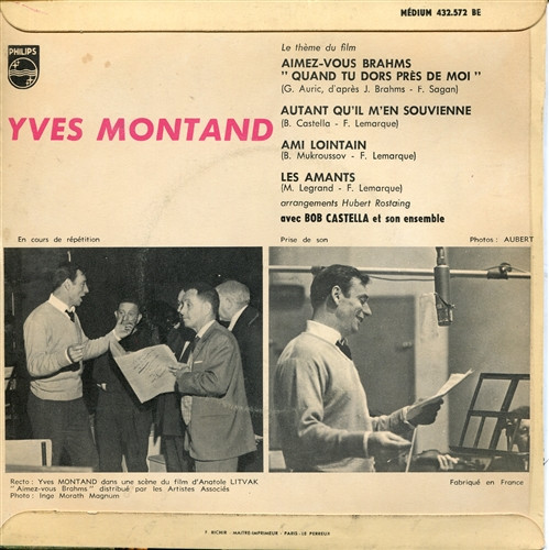 télécharger l'album Yves Montand - Aimez Vous Brahms Quand Tu Dors Près De Moi