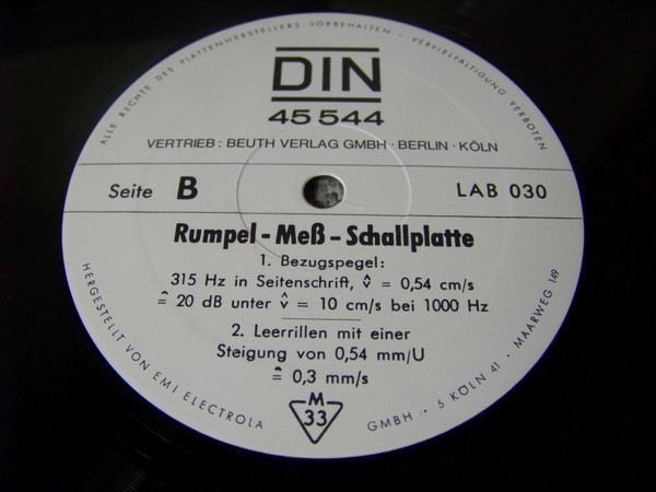 last ned album Test Record Lab - DIN 45 544 Rumpel Mess Schallplatte