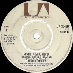 Shirley Bassey - Never, Never, Never (Grande, Grande, Grande)  album cover