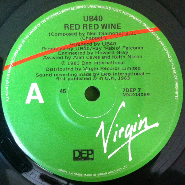 UB40 – Red Red Wine (1983, Vinyl) - Discogs
