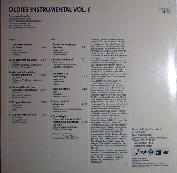 lataa albumi Orchester Arno Flor - Oldies Instrumental Vol 6