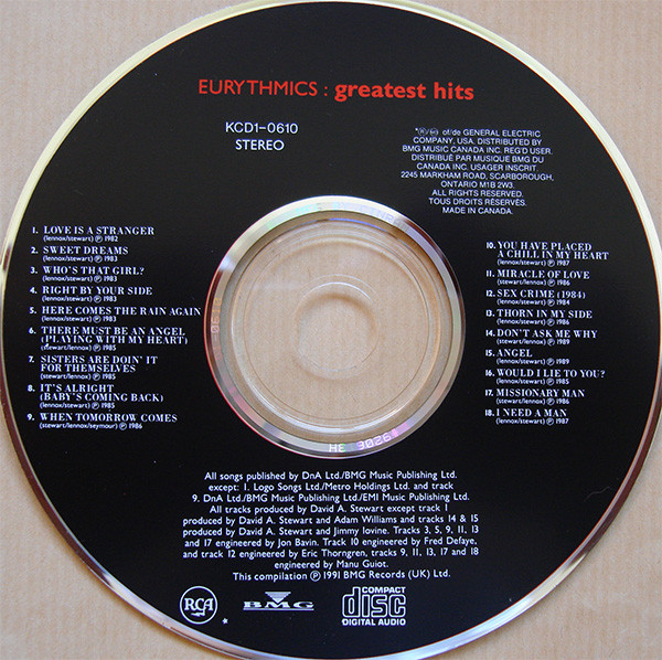 Eurythmics - Greatest Hits | RCA (KCD1-0610) - 2