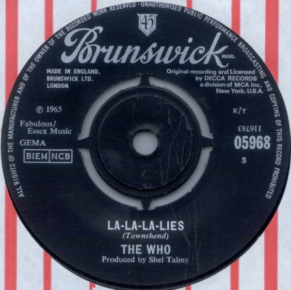 ７インチ☆WHO☆LA-LA-LA-LIES UK BRUNSWICK オリジナル - レコード