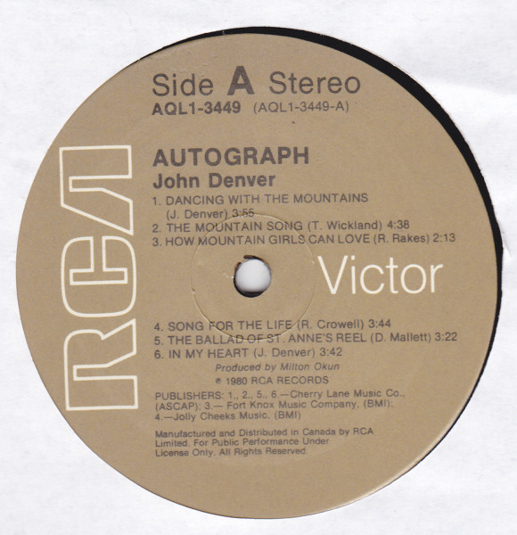 John Denver - Autograph | RCA (AQL1-3449) - 3