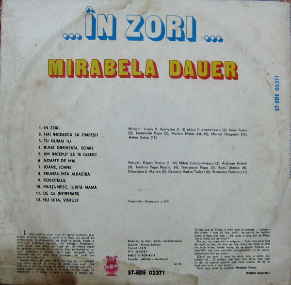 lataa albumi Mirabela Dauer - În Zori