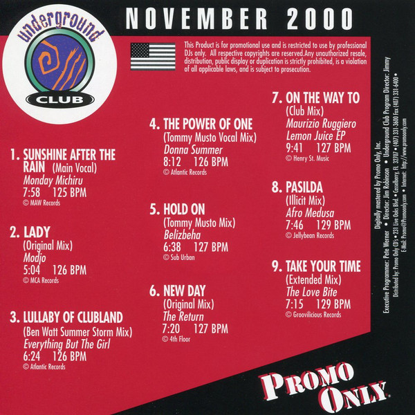 descargar álbum Various - Promo Only Underground Club November 2000