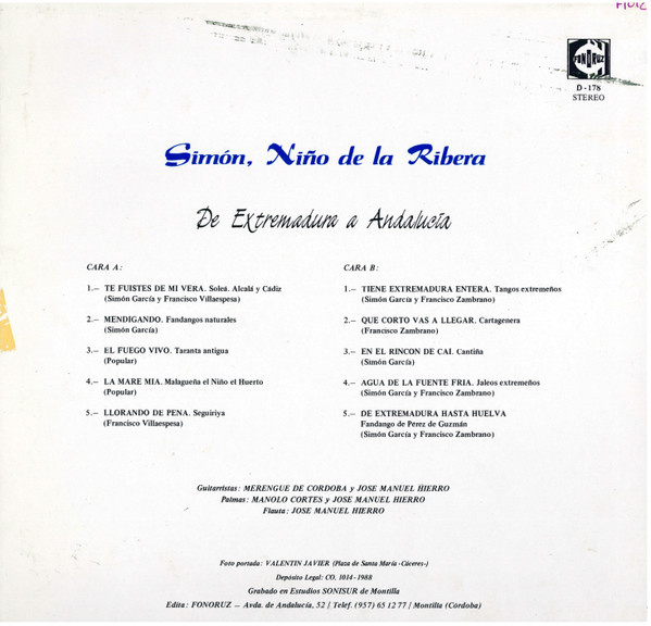 Album herunterladen Simón, Niño de la Ribera - De Extremadura a Andalucía