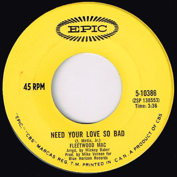 Fleetwood Mac Need Your Love So Bad Stop Messin Round 1968 Vinyl Discogs 