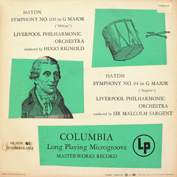 Album herunterladen Haydn, Royal Liverpool Philharmonic Orchestra, Hugo Rignold, Sir Malcolm Sargent - Symphony No 100 In G Major Military Symphony No 94 In G Major Surprise