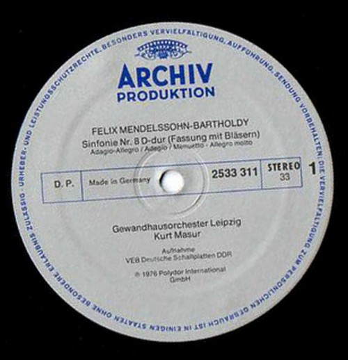 ladda ner album Felix Mendelssohn Bartholdy Gewandhausorchester Leipzig, Kurt Masur - Symphonie Nr 8 Bläserfassung