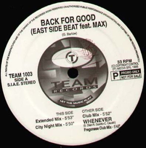 East Side Beat Feat. Max – Back For Good (1995, Vinyl) - Discogs