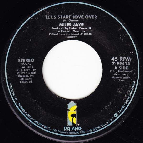 Miles Jaye – Let's Start Love Over (1987, Vinyl) - Discogs
