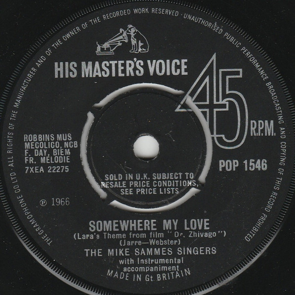 The Mike Sammes Singers – Somewhere My Love (1966, Push-Out