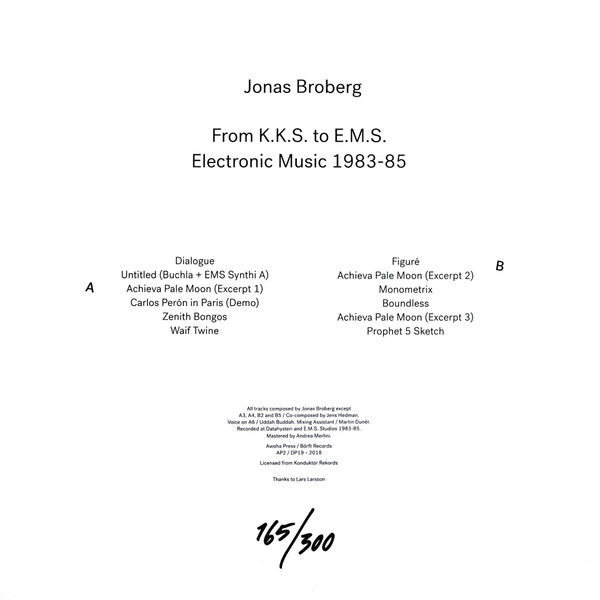lataa albumi Jonas Broberg - From KKS To EMS Electronic Music 1983 85