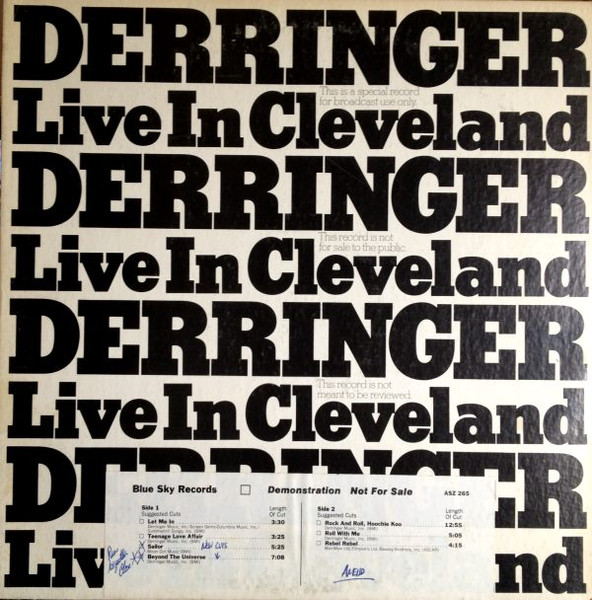 Derringer – Live In Cleveland (1976, Vinyl) - Discogs