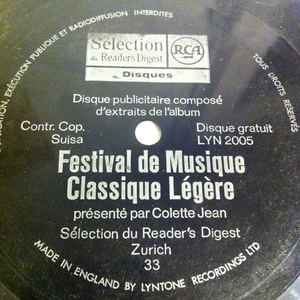 Various Artists Festival de musique classique légère vinyle disque