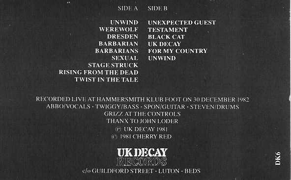 descargar álbum UK Decay - A Night For Celebration