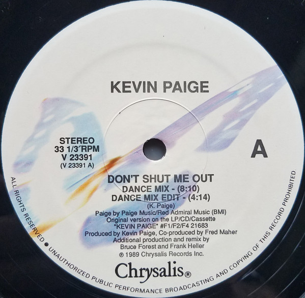 Kevin Paige – Don't Shut Me Out (1989, Vinyl) - Discogs