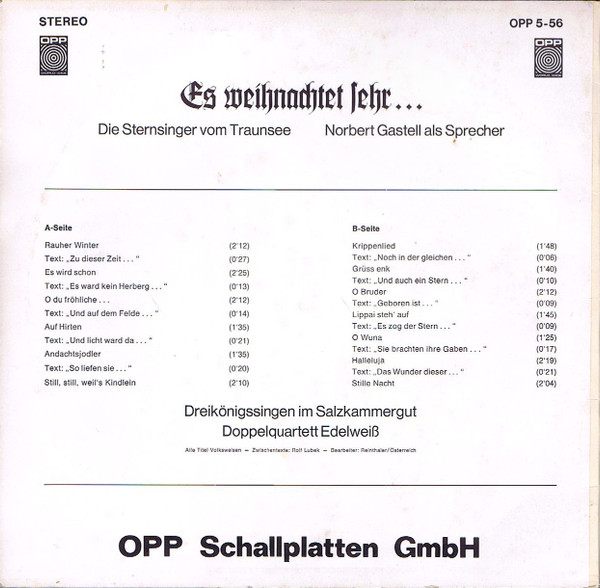 Album herunterladen Doppelquartett Edelweiß - Es Weihnachtet Sehr Die Sternsinger Vom Traunsee