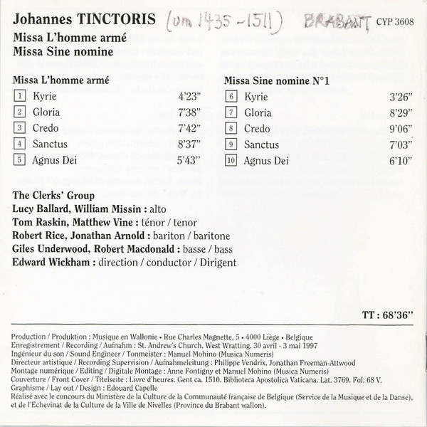 lataa albumi The Clerks' Group, Edward Wickham, Johannes Tinctoris - Missa LHomme Armé Missa Sine Nomine
