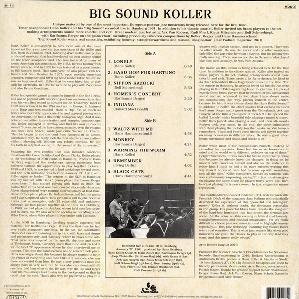 télécharger l'album Hans Koller & Friends - Big Sound Koller