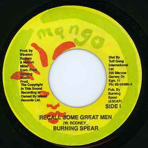 Burning Spear - Recall Some Great Men album cover
