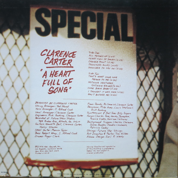 Clarence Carter – A Heart Full Of Song (1976, Vinyl) - Discogs