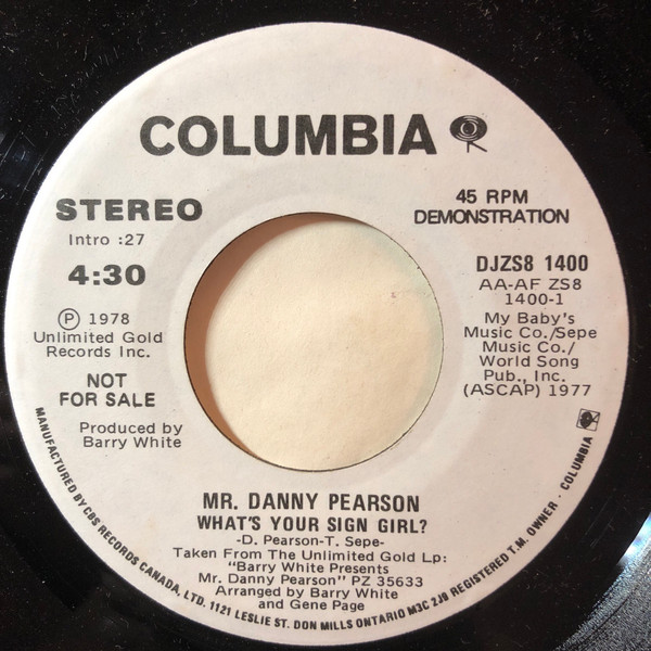 Mr. Danny Pearson – What's Your Sign Girl? (1978, Santa Maria