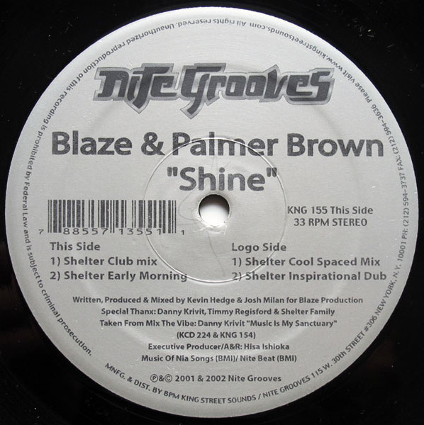 Blaze & Palmer Brown – Shine (2001, Vinyl) - Discogs