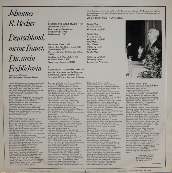baixar álbum Johannes RBecher - Deutschland Meine Trauer DuMein Fröhlichsein