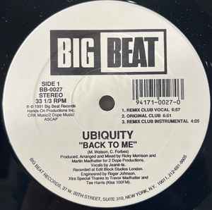 Ubiquity (2) - Back To Me album cover