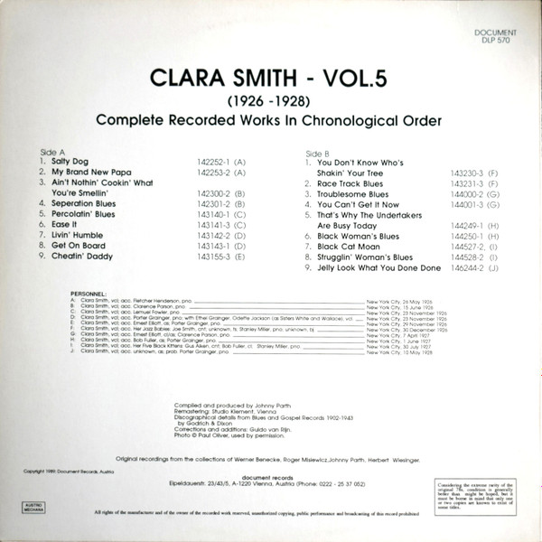 Album herunterladen Clara Smith - Vol 5 1926 1928 Complete Recorded Works In Chronological Order