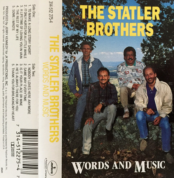 The Statler Brothers – Words And Music (1992, CD) - Discogs