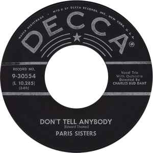 The Paris Sisters - Don't Tell Anybody / Mind Reader album cover