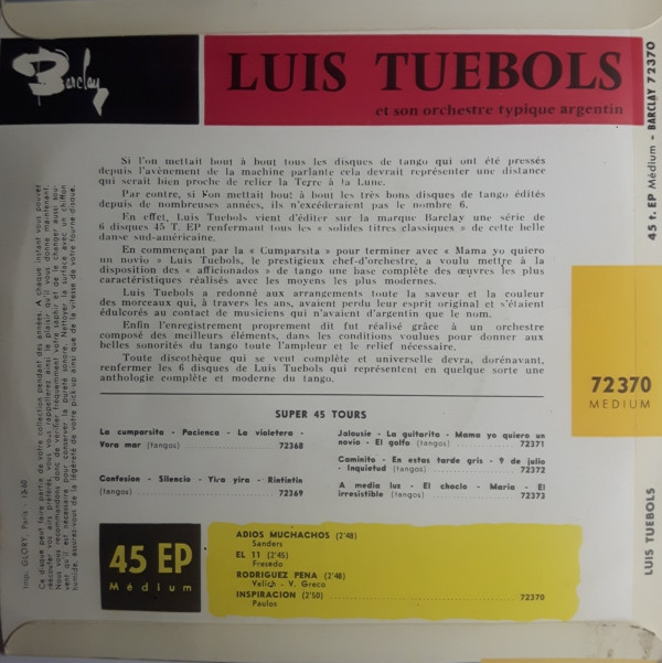 last ned album Luis Tuebols Et Son Orchestre Typique Argentin - 3 Adios Muchachos