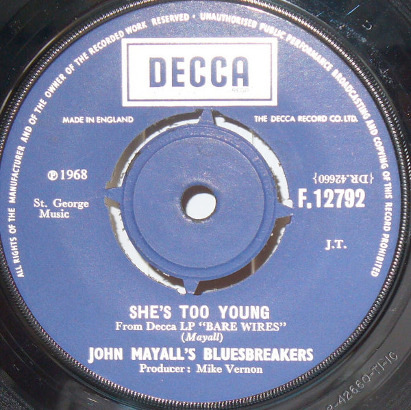 John Mayall's Bluesbreakers – No Reply / She's Too Young (1968