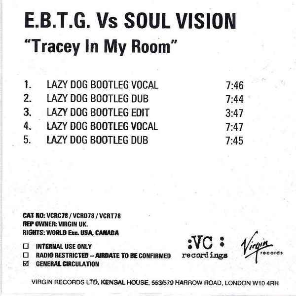 EBTG Vs Soul Vision - Tracey In My Room | Releases | Discogs