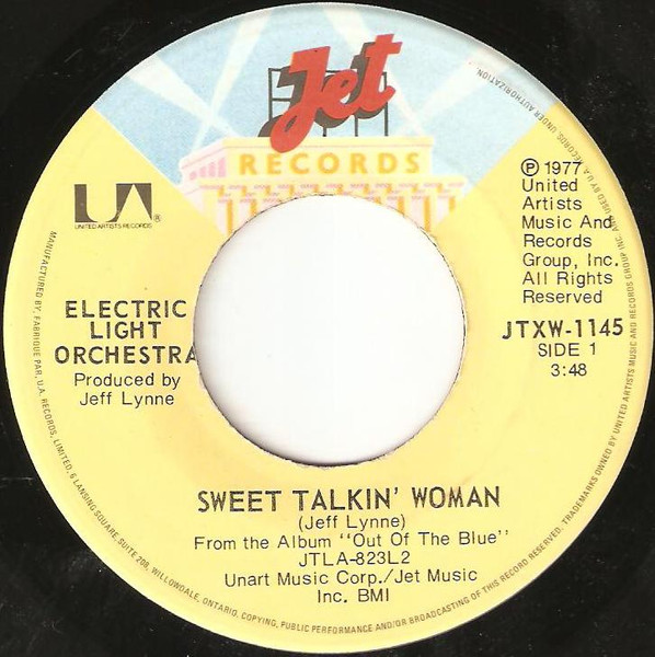 ELO Electric Light Orchestra - Sweet Talkin Woman + Fire on High - 7 45  RPM!