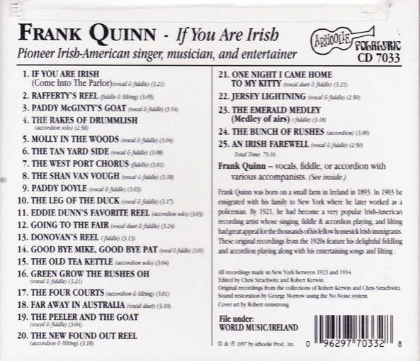 télécharger l'album Frank Quinn - If You Are Irish Pioneer Irish American Recordings 1923 34