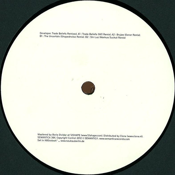 Developer – Trade Beliefs Remixed (2012, Vinyl) - Discogs