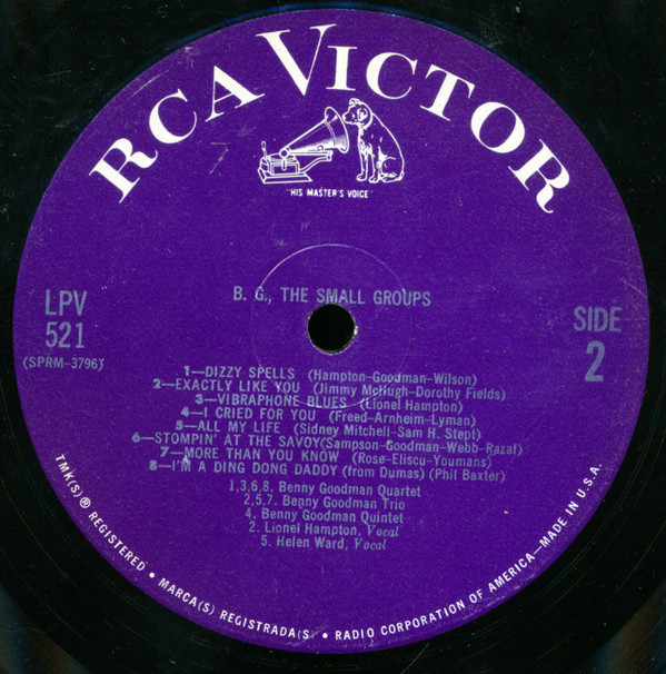 Benny Goodman - B.G., The Small Groups | RCA Victor (LPV-521) - 3