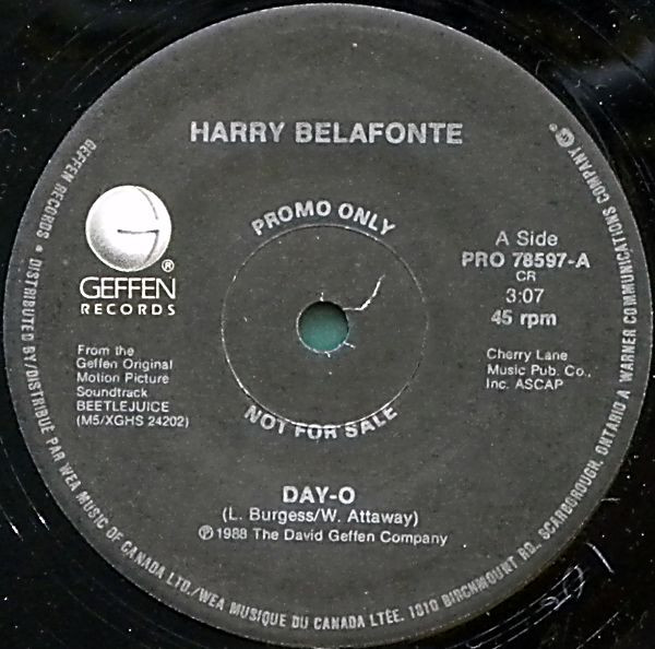 nedadgående Bane drikke Harry Belafonte – Day-O (From The Original Motion Picture Soundtrack  Beetlejuice) (1988, Vinyl) - Discogs