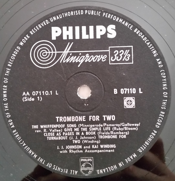 J.J. Johnson And Kai Winding - Trombone For Two | Releases | Discogs