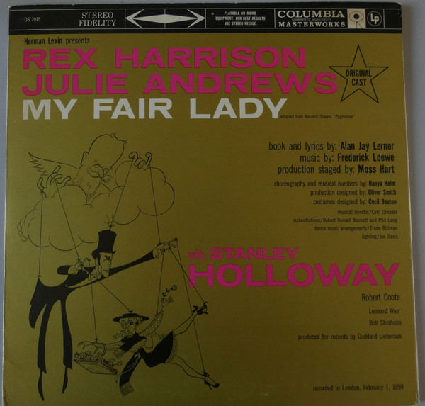 Original Cast Rex Harrison Julie Andrews With Stanley Holloway My Fair Lady Vinyl Discogs